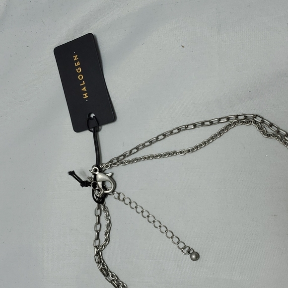 Halogen 2 layer strand brushed silver necklace with charms - Picture 5 of 5